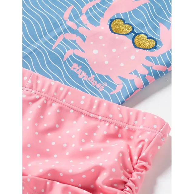 【Playshoes】抗UV防曬短袖兩件組兒童泳裝-螃蟹(認證UPF50 泳衣+泳褲)
