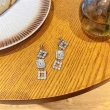 【SECRET BOX】韓國設計S925銀針閃耀幾何美鑽寶石造型耳環(S925銀針耳環 美鑽耳環 寶石耳環)