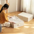 【hoi! 好好生活】懶角落棉麻衣物雜物棉被拉鍊式可折疊床底收納箱-大