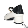【Ben&1966】高級頭層牛皮流行舒適百搭優雅高跟包鞋-米白