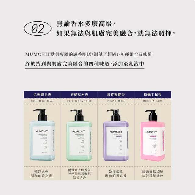 【MUMCHIT】香氛身體乳液 400ml(香體/乳木果油/清爽柔嫩/麝香/花香/肥皂香)