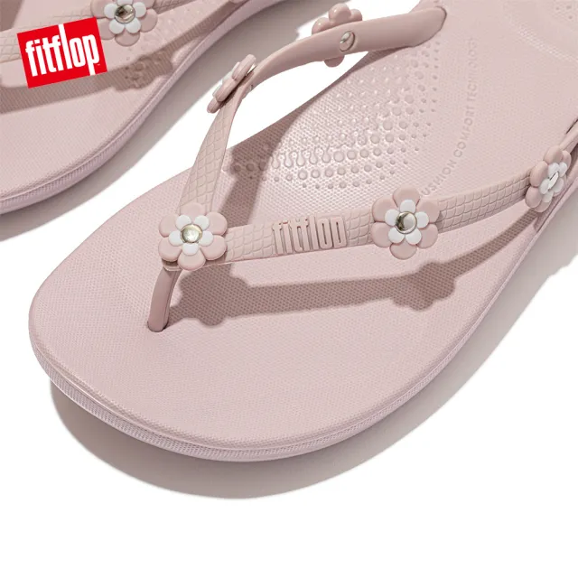 【FitFlop】IQUSHION ERGONOMIC FLIP FLOPS - FLOWER-STUD輕量人體工學夾腳涼鞋-女(米色)