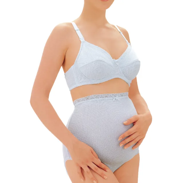 【Gennies 奇妮】哺乳內衣 仿針織軟鋼圈內衣(藍 超值)