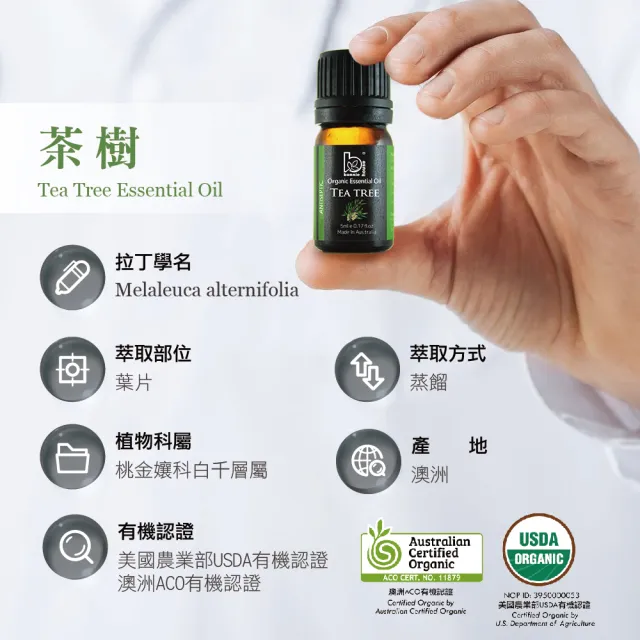 【Bonnie House 植享家】提神必備 雙有機精油茶樹5ml*2+尤加利5ml*2+薄荷5ml*2+迷迭香5ml*2