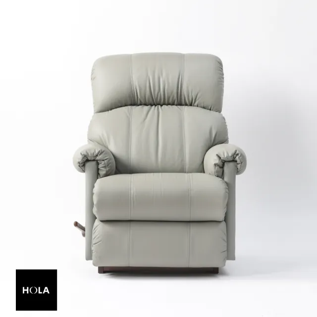 HOLA】La-Z-Boy 單人全牛皮沙發/搖椅式休閒椅皮沙發-灰色(皮沙發-灰色 