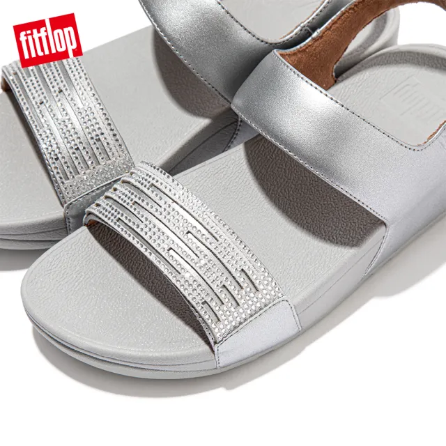 【FitFlop】LULU LASERCRYSTAL LEATHER BACK-STRAP SANDALS 雷射雕刻及水鑽造型後帶涼鞋-女(銀色)