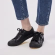 【moz】瑞典 男女款 駝鹿防潑水 防汙 舒適皮質 綁帶款 餅乾鞋(魔法黑)