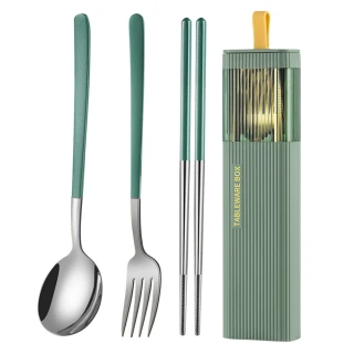 【OMG】北歐風304不鏽鋼便攜餐具 筷子/勺子/叉子三件組