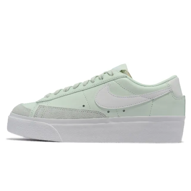 【NIKE 耐吉】休閒鞋 Wmns Blazer Low Platform 女鞋 蘋果綠 厚底 增高 白勾 皮革 麂皮(DJ0292-300)