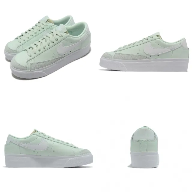 【NIKE 耐吉】休閒鞋 Wmns Blazer Low Platform 女鞋 蘋果綠 厚底 增高 白勾 皮革 麂皮(DJ0292-300)