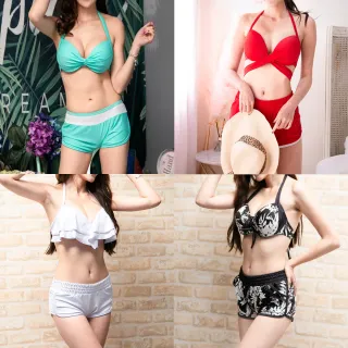 【TING BRA 婷姐內衣】女泳裝 大罩杯 大胸 純色褲裝包覆型比基尼泳衣(多款任選 均碼DEF杯可穿)