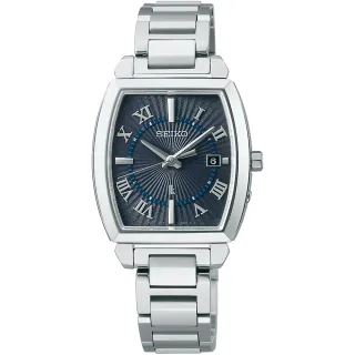 【SEIKO 精工】LUKIA 太陽能電波鈦金屬女錶-銀X炭墨 母親節 禮物 送禮(SSQW059J/1B32-0AV0D)