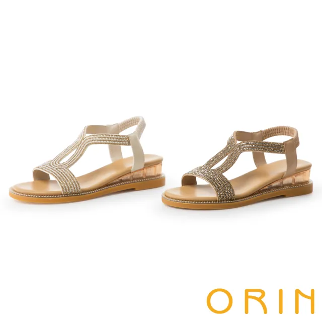 【ORIN】波希米亞水鑽真皮涼鞋(可可)
