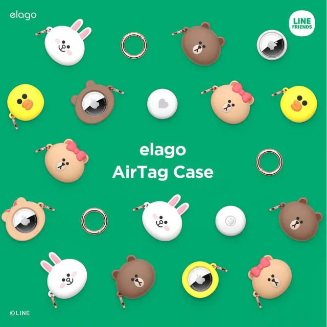 【Elago】AirTag LINE好友保護套 附鑰匙扣-兔兔