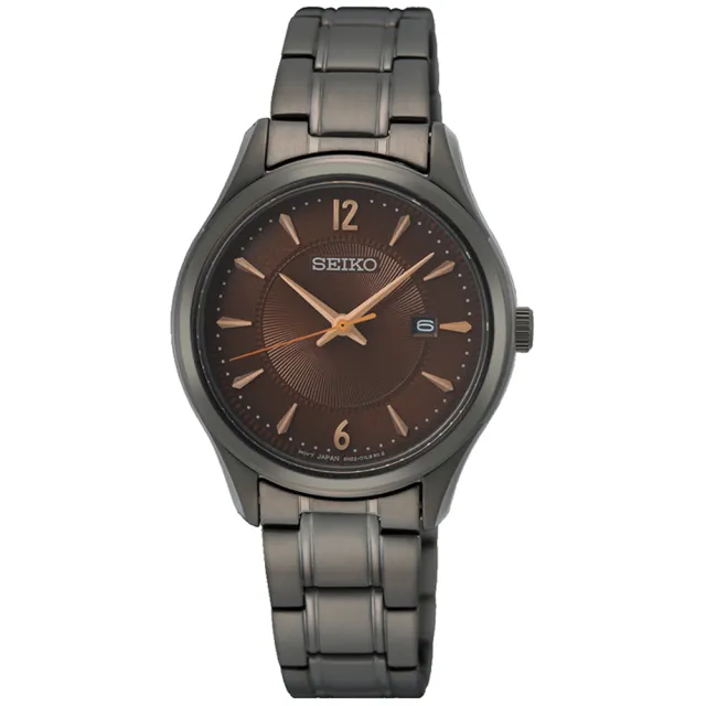 【SEIKO 精工】都會經典大三針時尚女錶-咖啡x黑/29.9mm 送禮 禮物(SUR521P1/6N22-00N0U)