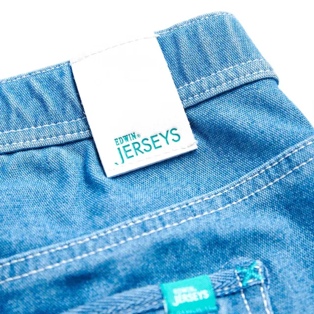 【EDWIN】女裝 JERSEY 冰河玉寬鬆短褲(石洗藍)