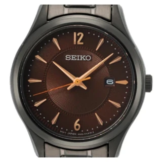 【SEIKO 精工】CS系列 放射紋錶盤 簡約淑女錶-棕X黑 鋼帶30mm_SK028(6N22-00N0U/SUR521P1)