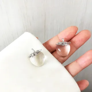 【MISA】韓國設計925銀針可愛透明水晶草莓造型耳環(925銀針耳環 水晶耳環 草莓耳環)