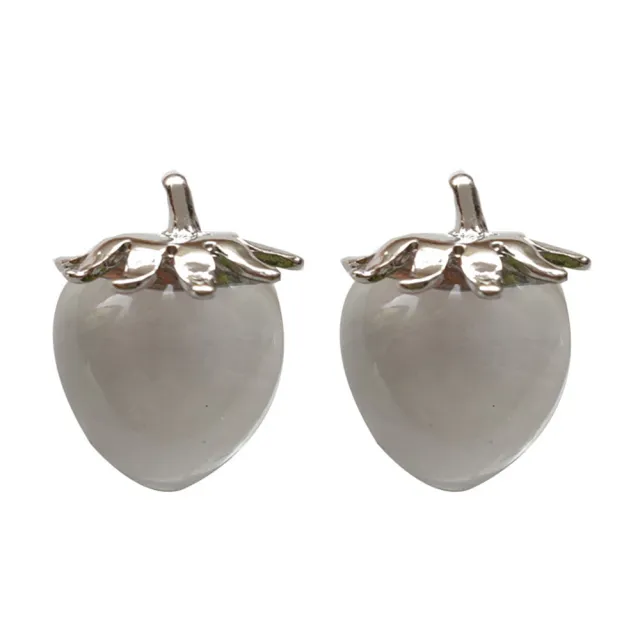 【MISA】韓國設計925銀針可愛透明水晶草莓造型耳環(925銀針耳環 水晶耳環 草莓耳環)