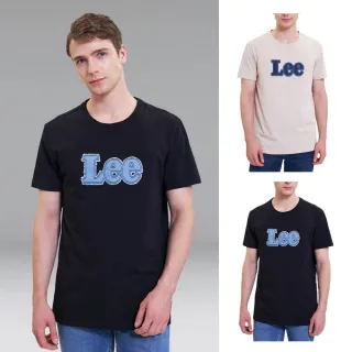 【Lee 官方旗艦】男裝 短袖T恤 / 牛仔貼布 縫線大LOGO 共2色 標準版型(LL22022597W / LL220225K11)