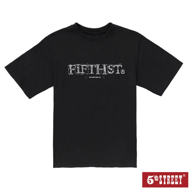 【5th STREET】雙11 中性款FIFTHST機械圖T-黑色