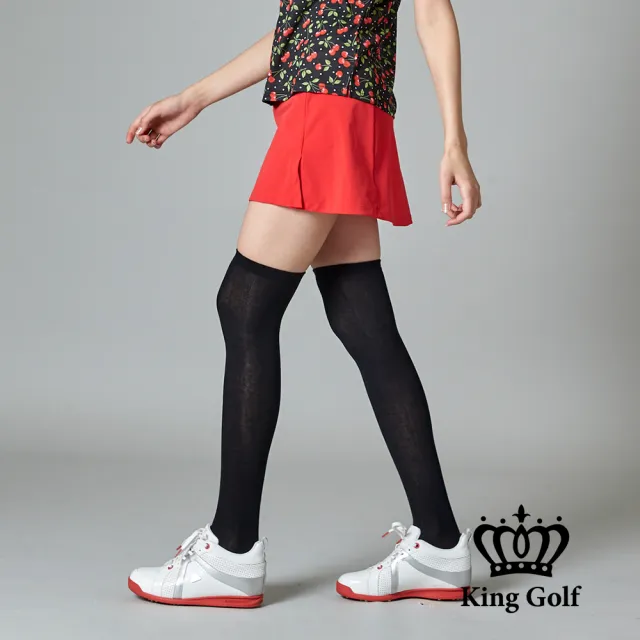 【KING GOLF】女款彈性修身A LINE素面短裙(紅色)