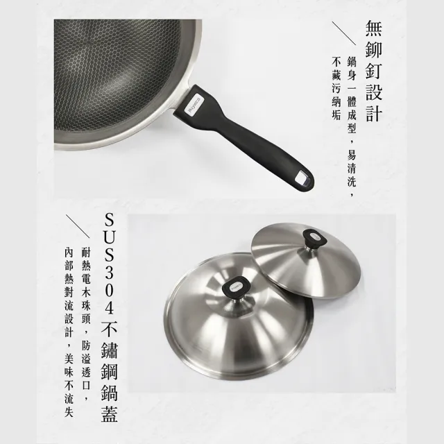 【米雅可】新型#316不銹鋼網紋不沾炒鍋 36cm(316網紋鍋)