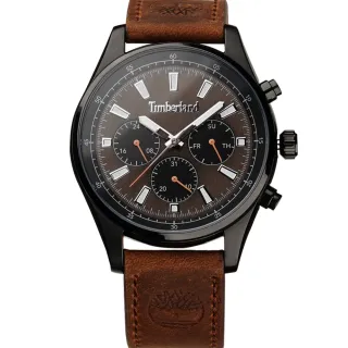 【Timberland】天柏嵐 ASHMONT II系列 戶外多功能腕錶 皮帶- 黑木色/巧克力棕46mm(TDWGF2100402)