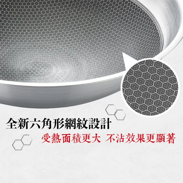 【米雅可】新型#316不銹鋼網紋不沾炒鍋 40cm 台灣製造(316網紋鍋)