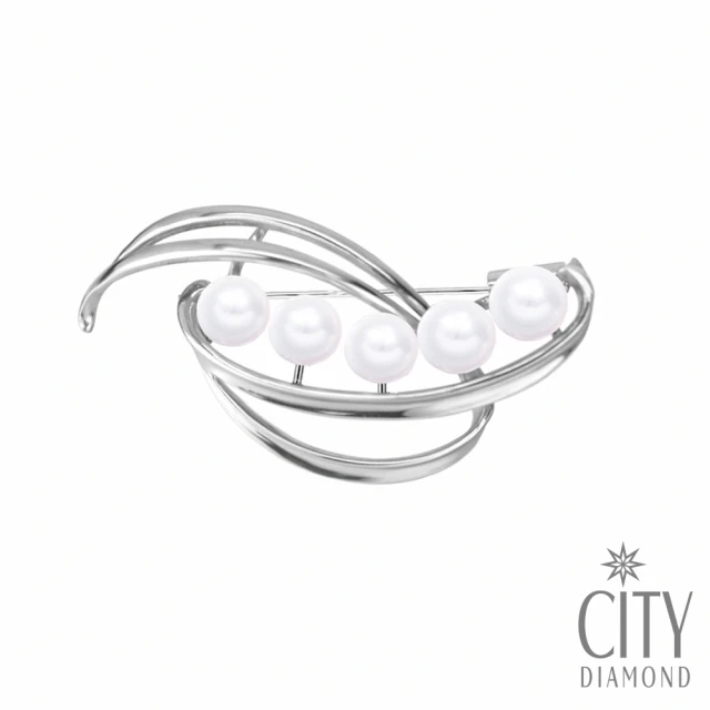 【City Diamond 引雅】『珠落玉盤』天然珍珠 銀製胸針