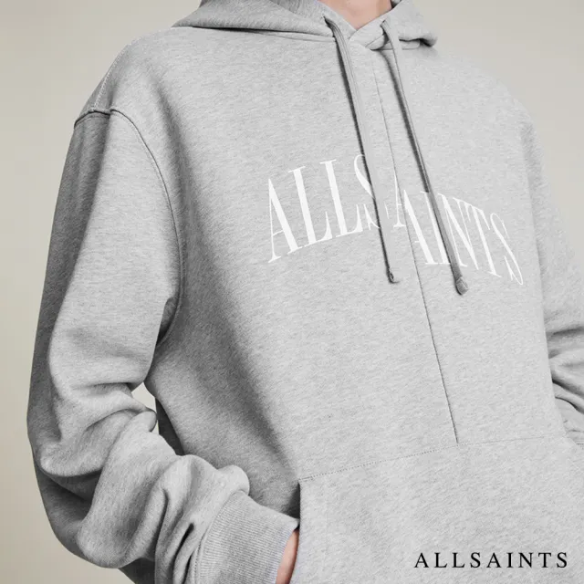 【ALLSAINTS】DROPOUT 純棉LOGO連帽衛衣-灰(常規版型)