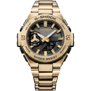 【CASIO 卡西歐】G-SHOCK 太陽能電力藍芽 碳纖維核心防護構造手錶(GST-B500GD-9A)
