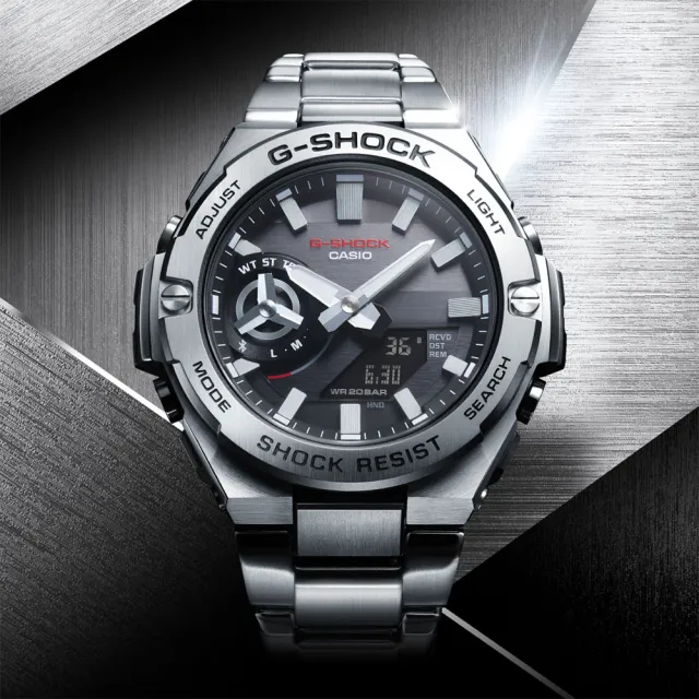 CASIO 卡西歐】G-SHOCK 太陽能碳核心防護藍牙雙顯手錶(GST-B500D-1A