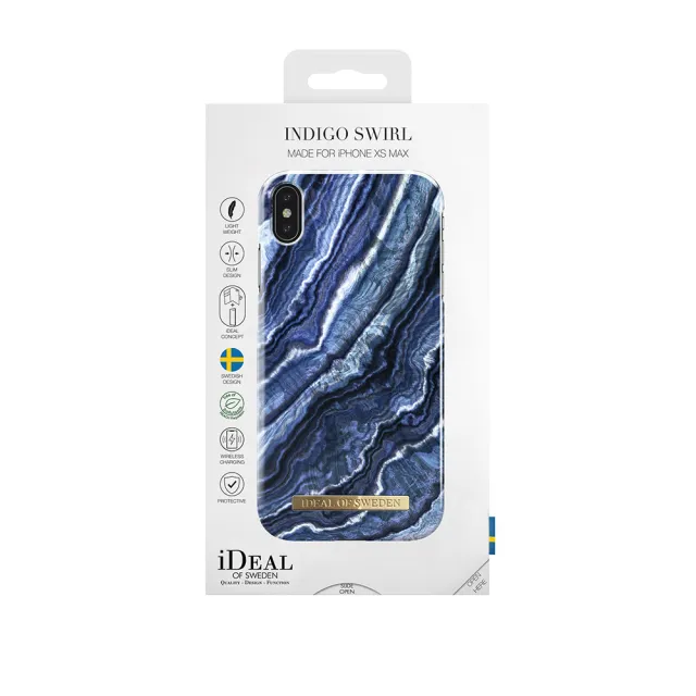 【iDeal Of Sweden】iPhone Xs Max 6.5吋 北歐時尚瑞典流行手機殼(靛藍漩渦大理石)