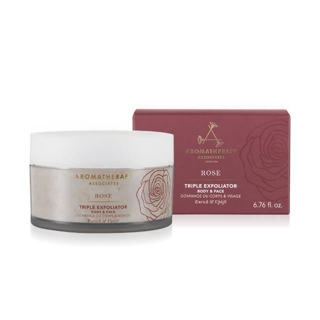 AA英國皇家芳療歡沁玫瑰三重磨砂霜，花香調複方精油，適合全身使用，容量200mL，一般包裝，公司貨，儲存期限5年，有效期限請詳見產品包裝標示。