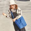 【RH】文青藍黃帆布側背手提包(多層收納空間 外出好輕便)