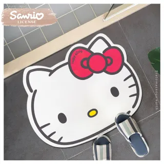 【收納王妃】Sanrio 三麗鷗 HELLO KITTY大頭造型 硬式珪藻土 地墊 腳踏墊 珪藻土(尺寸:50x40x0.9cm)