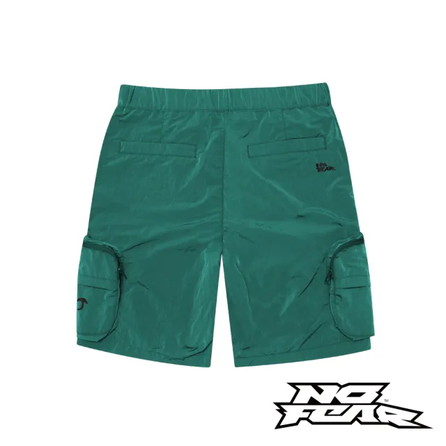 【NO FEAR】休閒扣式腰帶尼龍短褲(綠色 NF005)