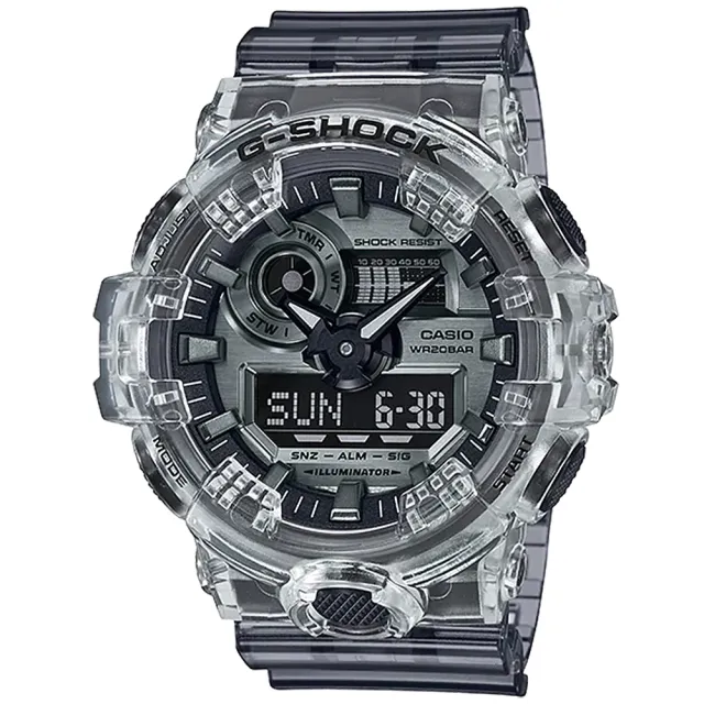 【CASIO 卡西歐】G-SHOCK 耐衝擊構造透明冰塊運動錶 禮物 開學(GA-700SK-1A/速)