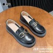 【J&H collection】法式復古真皮軟底樂福休閒鞋(現+預  黑色/ 米色)