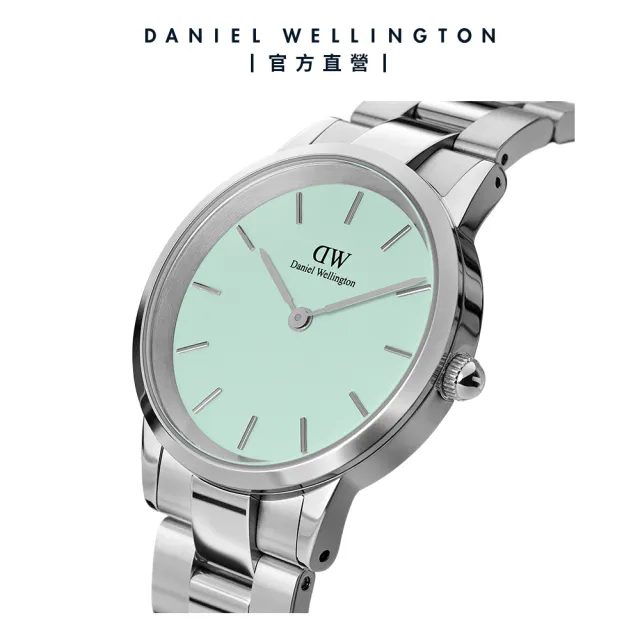 【Daniel Wellington】DW 手錶  Iconic Link Mint 28mm/32mm薄荷綠精鋼錶 粉綠錶盤(DW00100537)