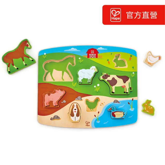 【德國Hape】場景立體拼圖(農場動物/佩佩家園可選)