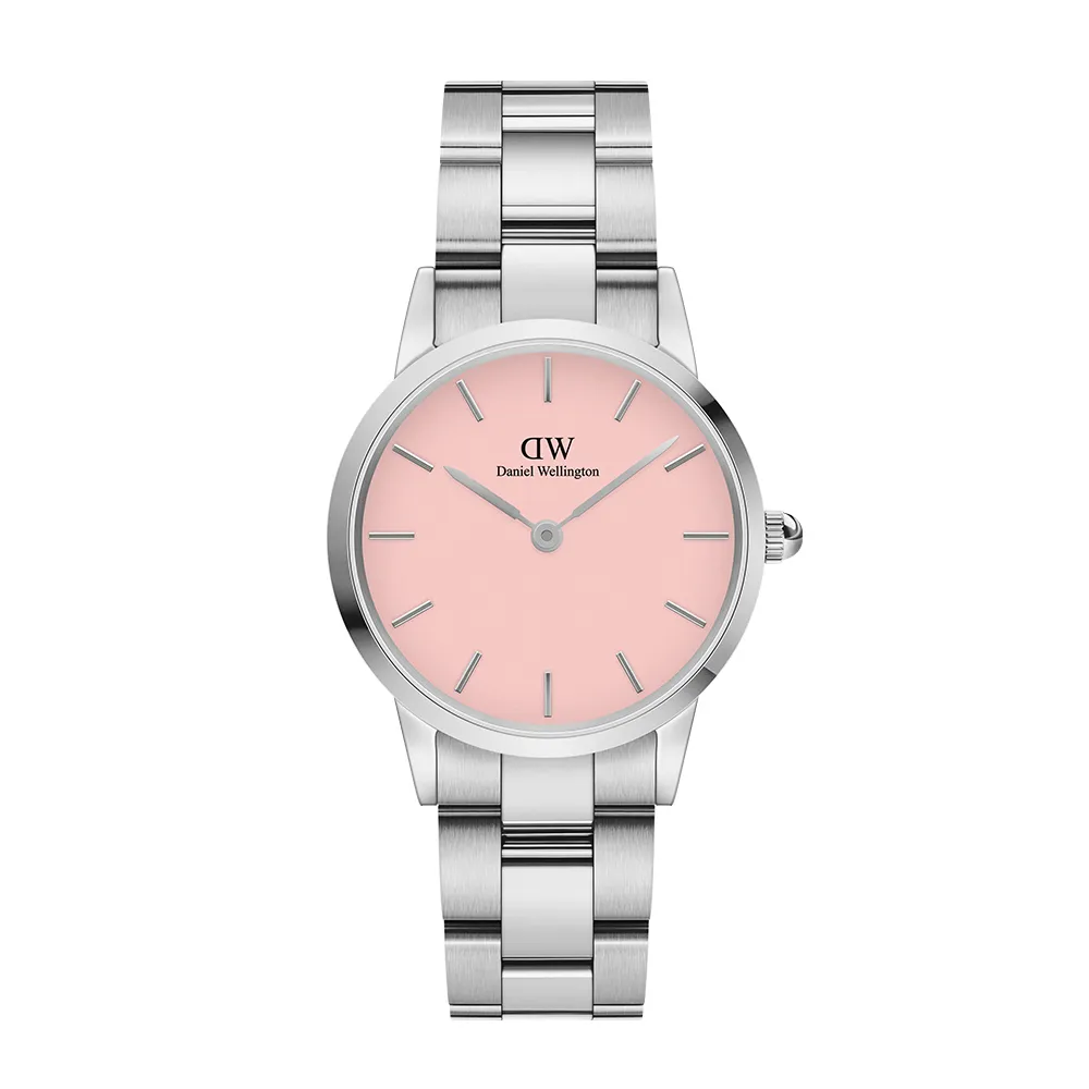 【Daniel Wellington】DW 手錶  Iconic Link Blush 28ｍｍ/32mm蜜桃粉精鋼錶 粉紅錶盤(DW00100534)