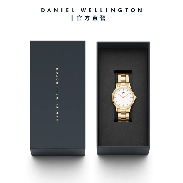 【Daniel Wellington】DW 手錶  Iconic Link 28mm/32mm精鋼錶 香檳金-白錶盤(DW00100567)