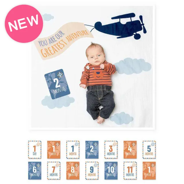 【lulujo】BABY FIRST YEART 寶寶成長包巾卡片禮盒組(2入組/多款可選)