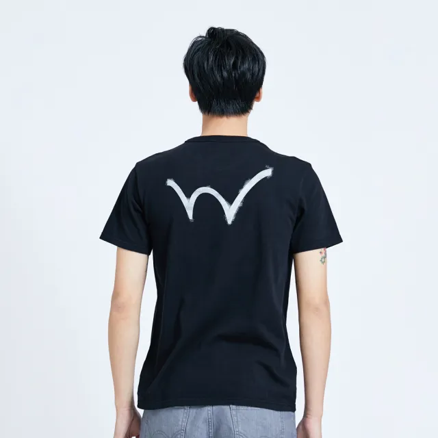 【EDWIN】男裝 人氣復刻款 噴漆LOGO短袖T恤(黑色)