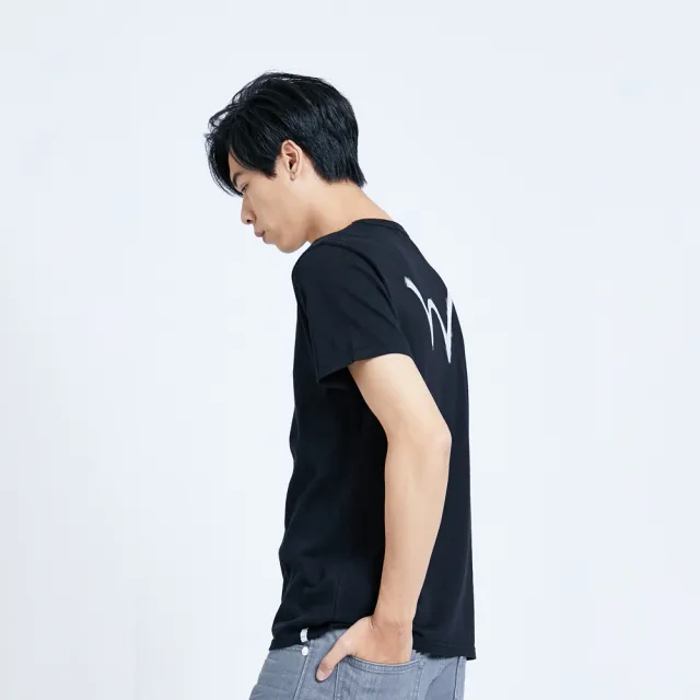 【EDWIN】男裝 人氣復刻款 噴漆LOGO短袖T恤(黑色)