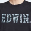 【EDWIN】男裝 人氣復刻款 花紗植絨LOGO短袖T恤(黑色)