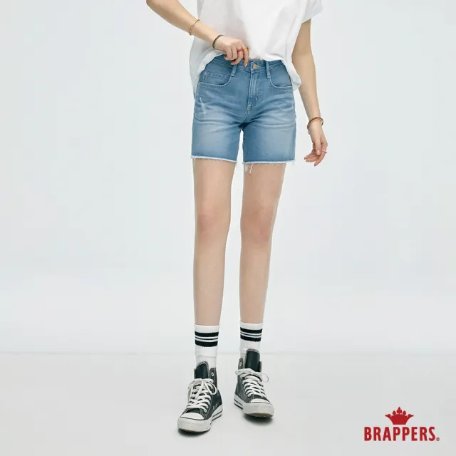 【BRAPPERS】女款 冰膚美丹寧系列-冰膚美中腰微彈短褲(淺藍)