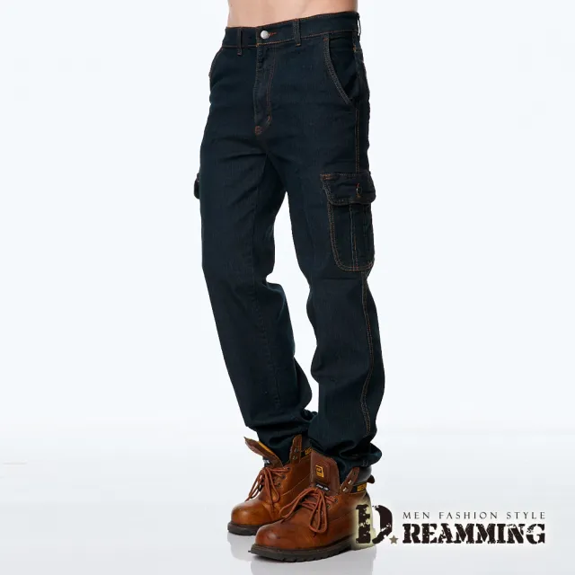【Dreamming】美式伸縮多口袋直筒牛仔工作褲(共二色)